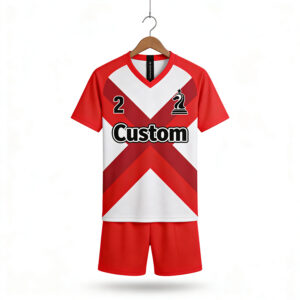 Quality Custom Pure RED and White Color Blocking Team Football Jerseys Sets