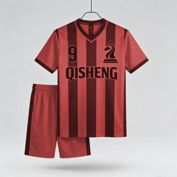 Soccer Jersey Thailand Quality Custom DARK RED Color Blocking Team Football Jerseys Set