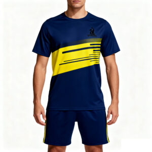 2025-2026 Collection Blue, Yellow & Black Color Blocking Casual Sports Tracksuit