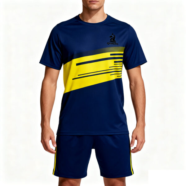 2025-2026 Collection Blue, Yellow & Black Color Blocking Casual Sports Tracksuit