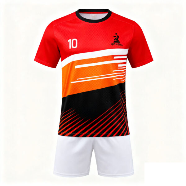 2025-2026 Collection Red and orange color blocking with black and white stripes Casual Sports Tracksuit